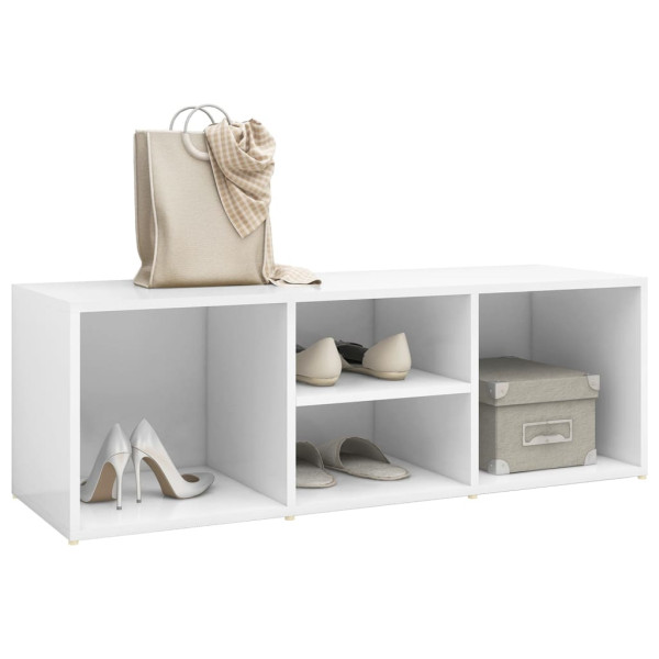 Banco zapatero de madera contrachapada blanco 105x35x35 cm M 3