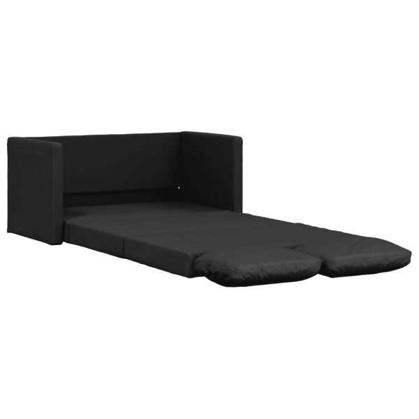 Sofá cama de suelo 2 en 1 cuero sintético negro 112x174x55 cm M 2