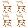 Cadeiras de jardim dobráveis 4 pcs vime PE/madeira maciça bege 2