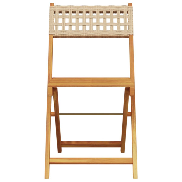 Juego de bistro de 3 piezas ratán PE y madera maciza beige M 3