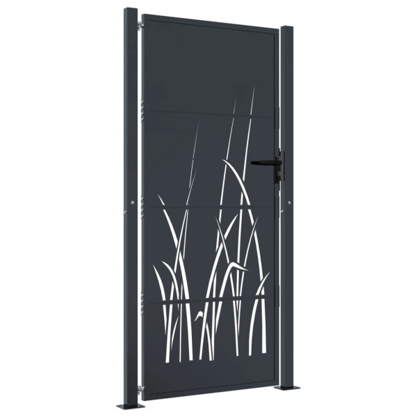 Puerta de jardín acero gris antracita diseño hierba 105x205 cm D