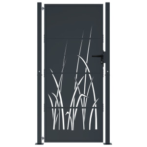 Puerta de jardín acero gris antracita diseño hierba 105x205 cm H