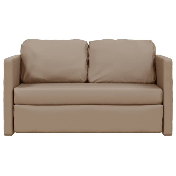 Sofá cama suelo 2 en 1 cuero sintético capuchino 112x174x55 cm M 5