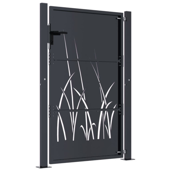 Puerta de jardín acero gris antracita diseño hierba 105x155 cm M 4
