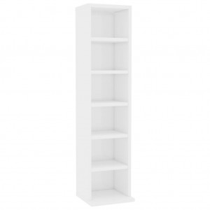 Estantería de CDs madera contrachapada blanco brillo 21x20x88cm H