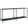 Mesa de consola vidrio templado negro 180x35x75.5 cm 2