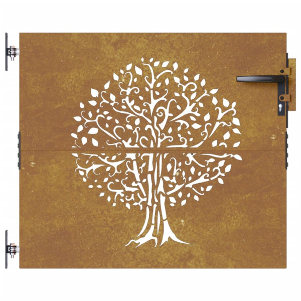 Puerta de jardín acero corten diseño árbol 85x100 cm M 4