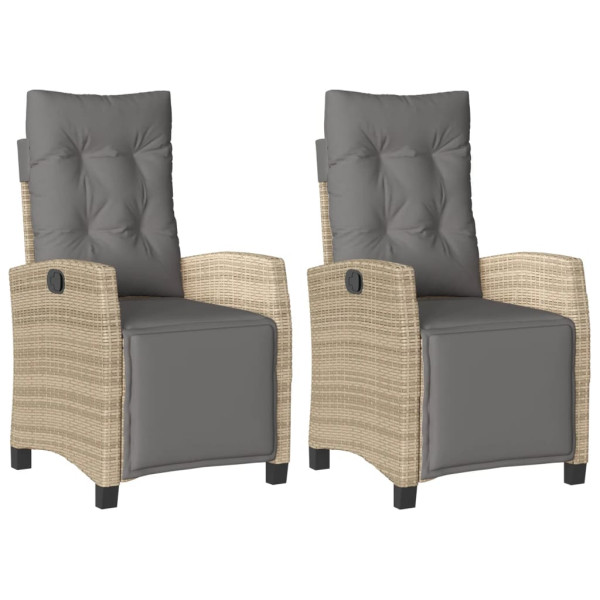 Cadeiras jardim reclináveis 2 pcs c/ apoio de pés bege mistura M 2