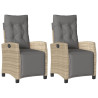 Cadeiras jardim reclináveis 2 pcs c/ apoio de pés bege mistura 2