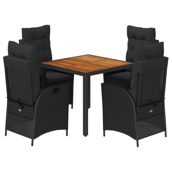 Set de muebles jardín 5 pzas con cojines ratán sintético negro M 2