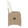 Silla de jardín reclinable con cojines ratán sintético beige 5