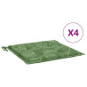Cojines de silla 4 uds tela estampado de hojas 40x40x3 cm 2