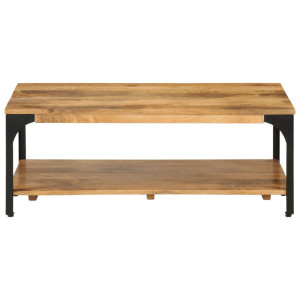 Mesa de centro con 2 alturas acero y madera mango 100x55x38 cm H
