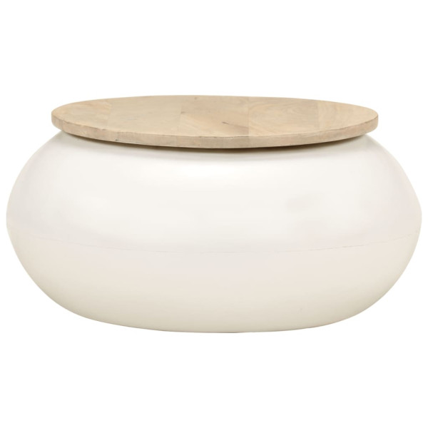 Mesa de centro de madera maciza de mango blanca 51x51x27 cm M 2