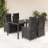 Set de muebles jardín 5 pzas con cojines ratán sintético negro 1