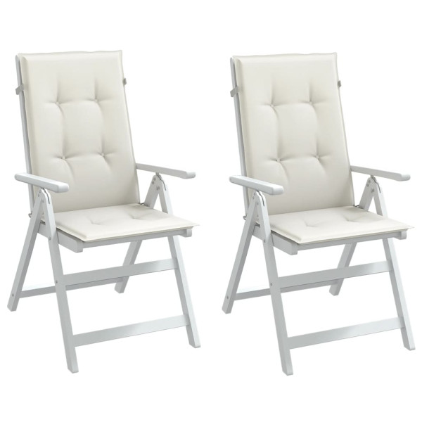 Cojines silla respaldo alto 2 uds tela crema melange 120x50x4cm D