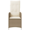 Silla de jardín reclinable con cojines ratán sintético beige 4