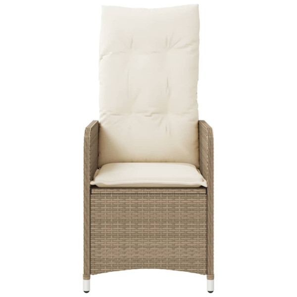 Sillones reclinables de jardín con cojines beige 2 uds ratán PE M 4