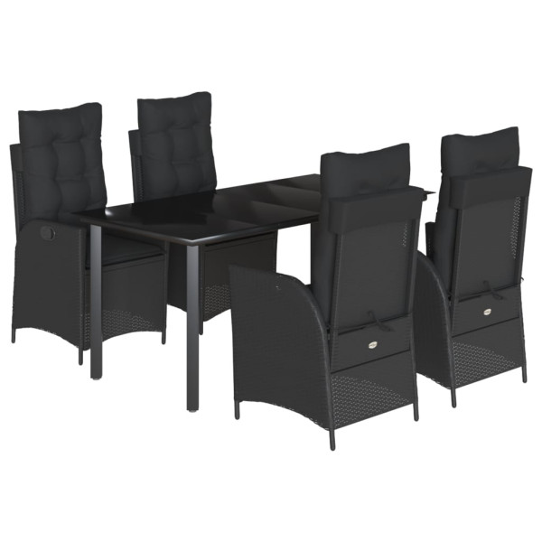 Set de muebles jardín 5 pzas con cojines ratán sintético negro M 2