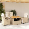 Set de comedor jardín con cojines 4 pzas ratán sintético beige 1