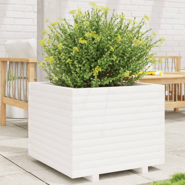 Vaso/floreira de jardim 60x60x49.5 cm pinho maciço branco M 3