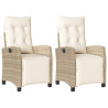 Sillones reclinables jardín con reposapiés 2 uds ratán PE beige 2