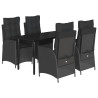 Set de muebles jardín 5 pzas con cojines ratán sintético negro 2