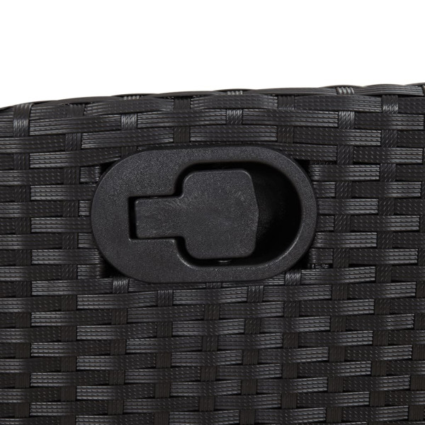 3 pcs conjunto de jantar p/ jardim c/ almofadões vime PE preto M 5