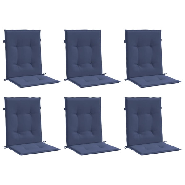 Cojines para silla con respaldo bajo 6 uds tela azul marino M 3