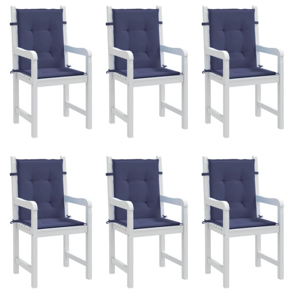 Cojines para silla con respaldo bajo 6 uds tela azul marino M 4