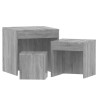 Mesas apilables 3 pzas madera contrachapada color gris Sonoma 5