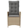 Sillón reclinable de jardín con cojines ratán PE beige mixto 4