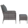 Sillón de jardín con reposapiés ratán sintético gris 4