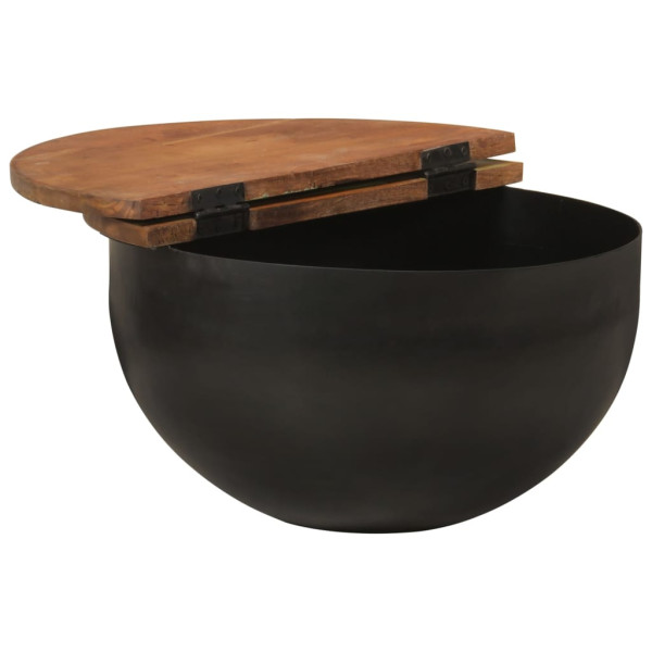 Mesa de centro de madera maciza reciclada negra 50x27 cm M 3