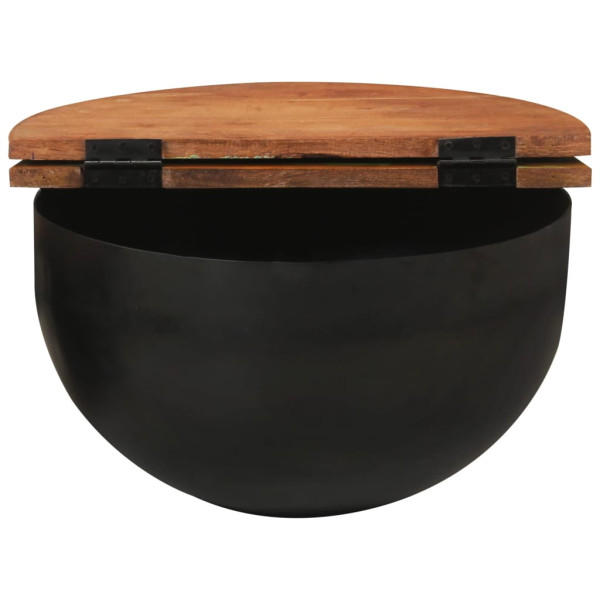 Mesa de centro de madera maciza reciclada negra 50x27 cm M 4