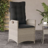 Sillón de jardín reclinable con cojines ratán PE gris claro 1