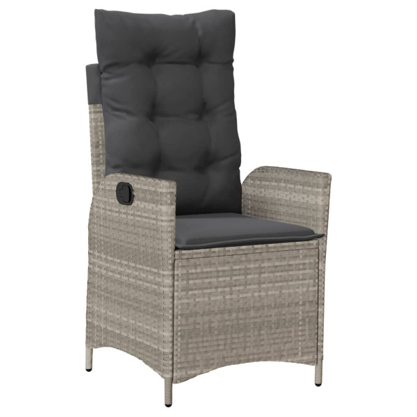 Sillón de jardín reclinable con cojines ratán PE gris claro M 2