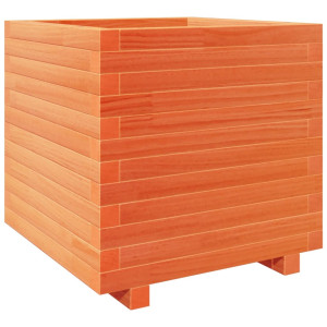 Jardinera madera maciza de pino marrón cera 50x50x49.5 cm H