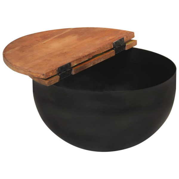 2 pcs conj. de mesas de centro madeira recuperada maciça preto M 3