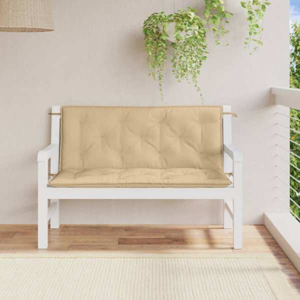 Cojines para banco jardín 2 uds tela beige melange 120x50x7 cm M 3