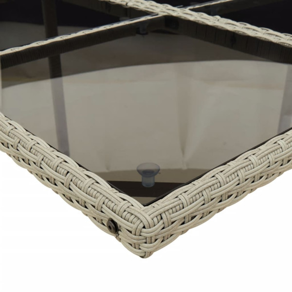 Set comedor jardín y cojines 15 pzas ratán sintético gris claro M 5