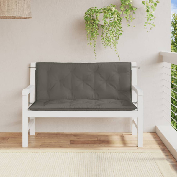 Cojines banco jardín 2 uds tela gris oscuro melange 120x50x7 cm M 3