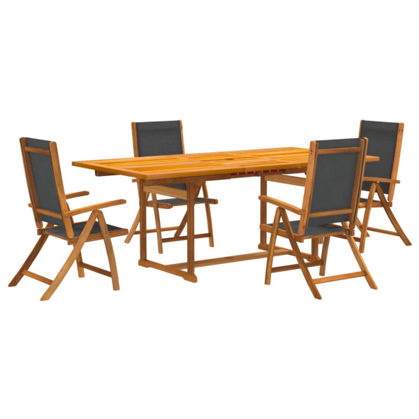 Juego comedor de jardín 5 pzas madera maciza acacia y textileno M 2