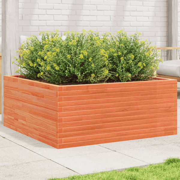 Jardinera de madera maciza de pino marrón cera 110x110x46 cm D
