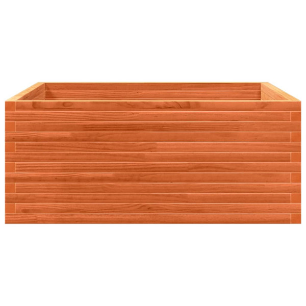 Jardinera de madera maciza de pino marrón cera 110x110x46 cm M 5