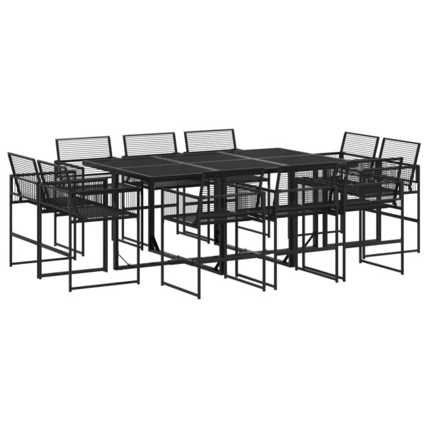 Set de comedor de jardín 11 pzas ratán sintético negro M 2