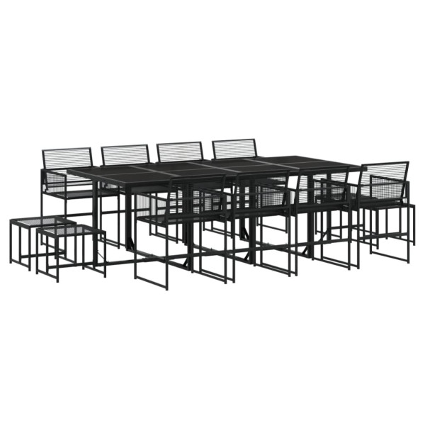 Set de comedor de jardín 13 pzas ratán sintético negro M 2