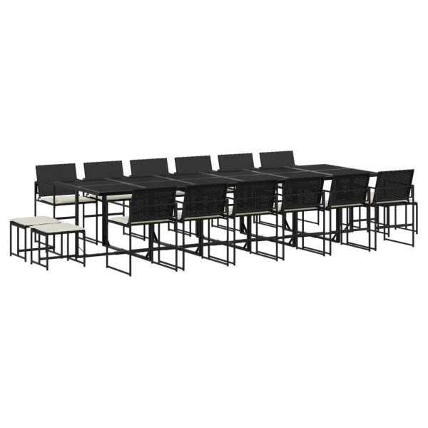 Set de muebles jardín 17 pzas con cojines ratán sintético negro M 2