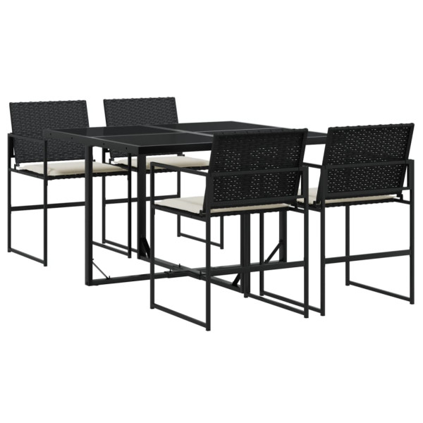 Set de muebles jardín 5 pzas con cojines ratán sintético negro M 2