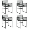 Cadeiras de jardim 4 pcs vime PE preto 2